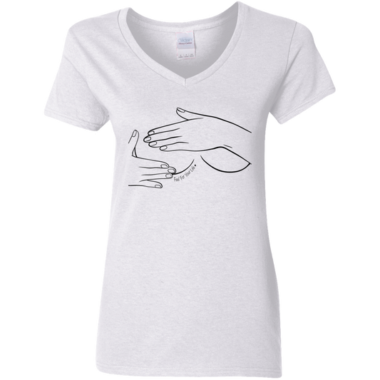 Self Breast Exam Ladies' V-Neck T-Shirt White