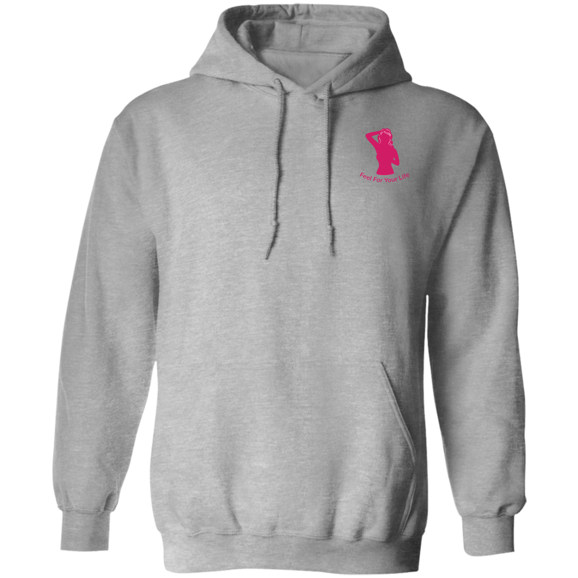 Feel For Your Life Unisex Hoodie Dark Gray w/ Hot Pink Logo Small