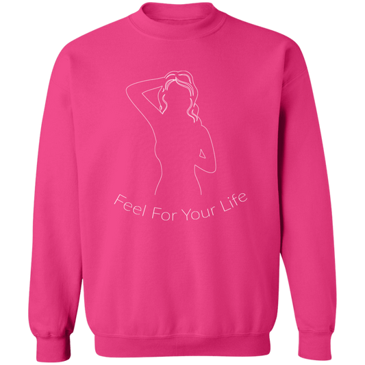 Feel For Your Life Sweatshirt Pink Large Logo Outline