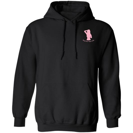 Feel For Your Life Unisex Hoodie Black w/ Light Pink Logo Small