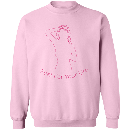 Feel For Your Life Sweatshirt Light Pink Large Logo Pink Outline Sweatshirt