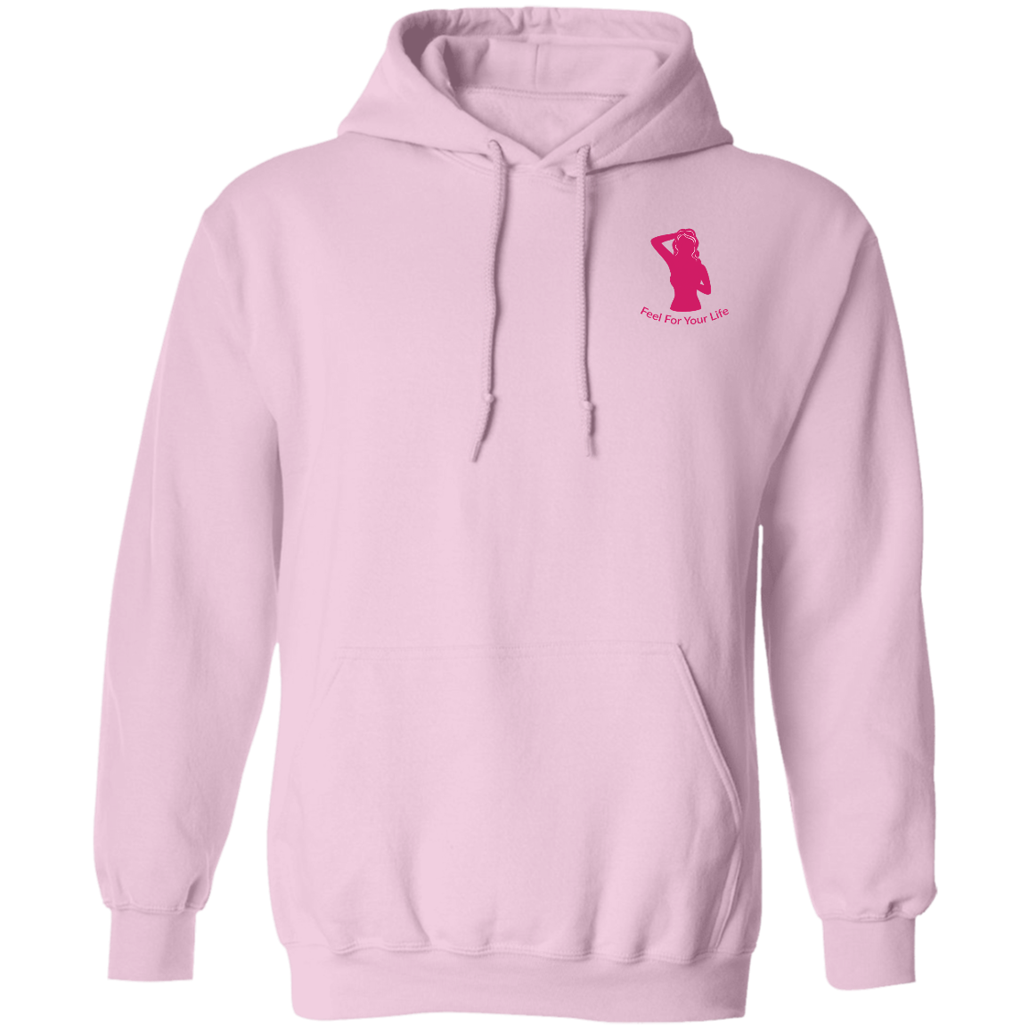 Feel For Your Life Unisex Hoodie Light Pink w/Hot Pink Logo Small