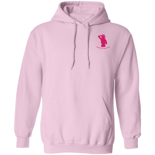 Feel For Your Life Unisex Hoodie Light Pink w/Hot Pink Logo Small