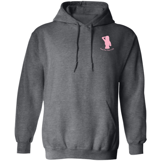 Feel For Your Life Unisex Hoodie Light Gray w/ Light Pink Logo Small